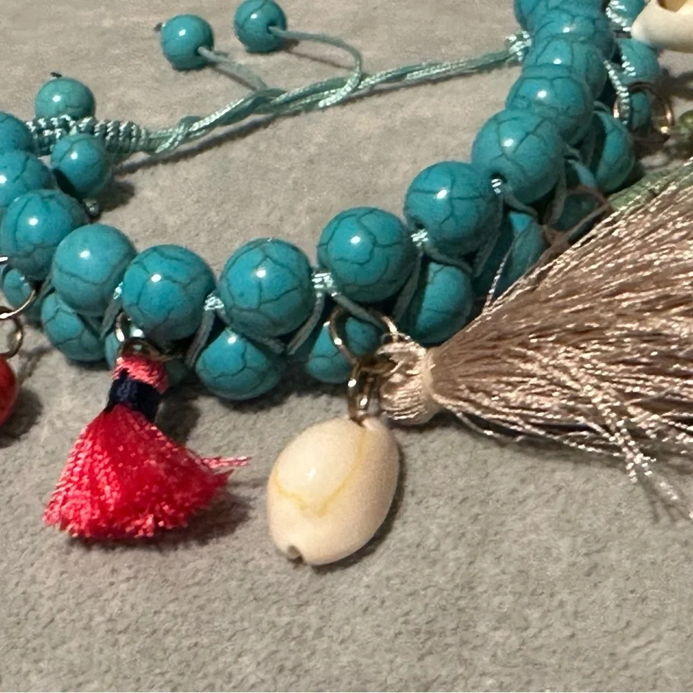Good luck beach bracelet. Blue and Red Bohemian Bracelet